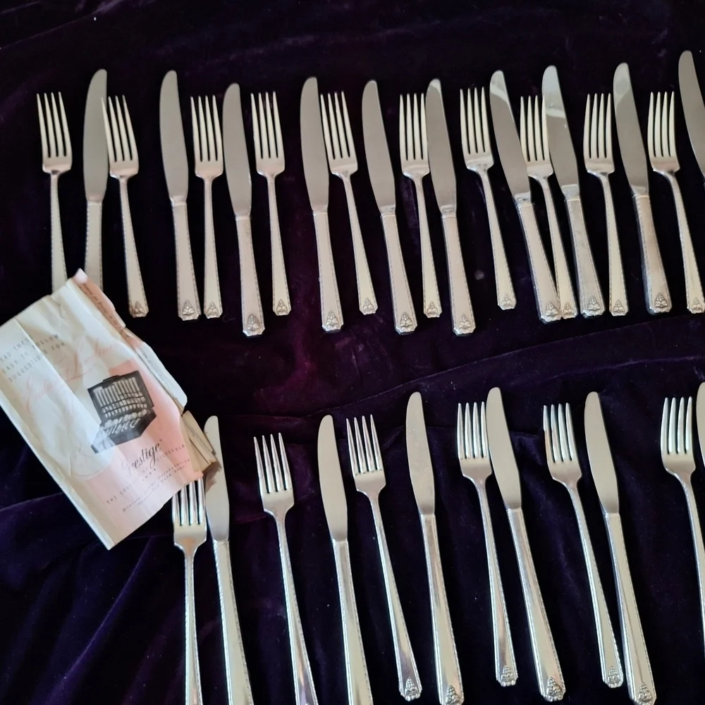 Prestige Silver Plate Vintage Prestine Forks and Knife  Set Lot 2